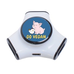 Go Vegan - Cute Pig And Chicken 3-port Usb Hub by Valentinaart