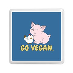 Go Vegan - Cute Pig And Chicken Memory Card Reader (square)  by Valentinaart