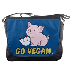 Go Vegan - Cute Pig And Chicken Messenger Bags