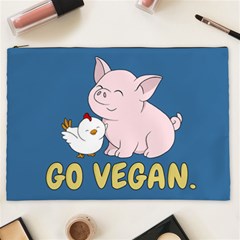 Go Vegan - Cute Pig And Chicken Cosmetic Bag (xxl)  by Valentinaart