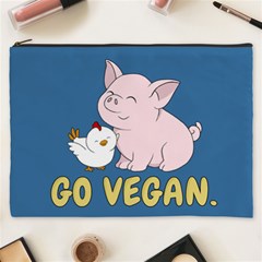 Go Vegan - Cute Pig And Chicken Cosmetic Bag (xxxl)  by Valentinaart