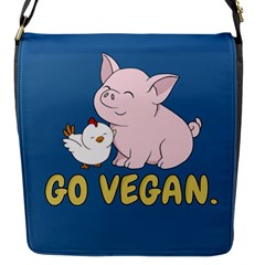 Go Vegan - Cute Pig And Chicken Flap Messenger Bag (s) by Valentinaart