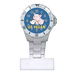 Go Vegan - Cute Pig And Chicken Plastic Nurses Watch by Valentinaart