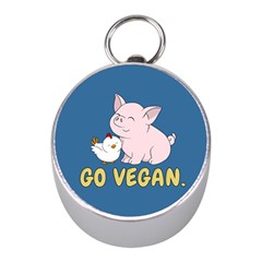 Go Vegan - Cute Pig And Chicken Mini Silver Compasses by Valentinaart