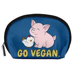 Go Vegan - Cute Pig And Chicken Accessory Pouches (large)  by Valentinaart