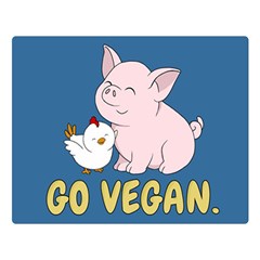 Go Vegan - Cute Pig And Chicken Double Sided Flano Blanket (large)  by Valentinaart