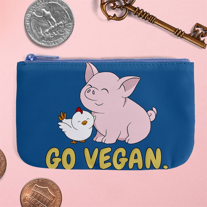 Go Vegan - Cute Pig and Chicken Large Coin Purse