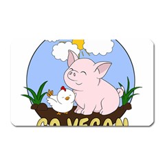 Go Vegan - Cute Pig And Chicken Magnet (rectangular) by Valentinaart