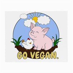 Go Vegan - Cute Pig And Chicken Small Glasses Cloth by Valentinaart