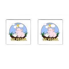 Go Vegan - Cute Pig And Chicken Cufflinks (square) by Valentinaart