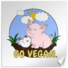 Go Vegan - Cute Pig And Chicken Canvas 20  X 20   by Valentinaart