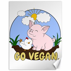 Go Vegan - Cute Pig And Chicken Canvas 18  X 24   by Valentinaart