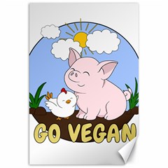 Go Vegan - Cute Pig And Chicken Canvas 20  X 30   by Valentinaart