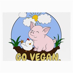 Go Vegan - Cute Pig And Chicken Large Glasses Cloth by Valentinaart