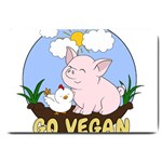 Go Vegan - Cute Pig and Chicken Large Doormat  30 x20  Door Mat