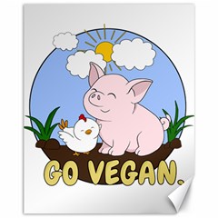 Go Vegan - Cute Pig And Chicken Canvas 11  X 14   by Valentinaart