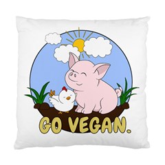 Go Vegan - Cute Pig And Chicken Standard Cushion Case (two Sides) by Valentinaart