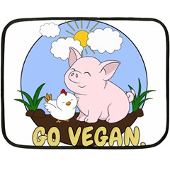 Go Vegan - Cute Pig And Chicken Fleece Blanket (mini) by Valentinaart