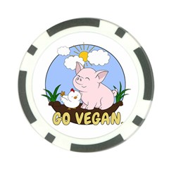 Go Vegan - Cute Pig And Chicken Poker Chip Card Guard (10 Pack) by Valentinaart