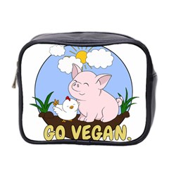 Go Vegan - Cute Pig And Chicken Mini Toiletries Bag 2-side by Valentinaart