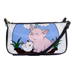 Go Vegan - Cute Pig And Chicken Shoulder Clutch Bags by Valentinaart