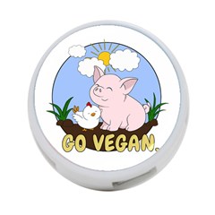 Go Vegan - Cute Pig And Chicken 4-port Usb Hub (one Side) by Valentinaart