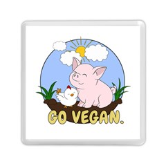 Go Vegan - Cute Pig And Chicken Memory Card Reader (square)  by Valentinaart