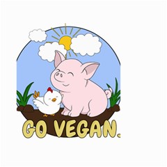 Go Vegan - Cute Pig And Chicken Small Garden Flag (two Sides) by Valentinaart