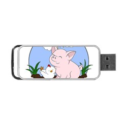 Go Vegan - Cute Pig And Chicken Portable Usb Flash (two Sides) by Valentinaart