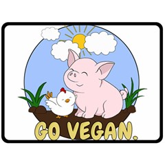 Go Vegan - Cute Pig And Chicken Double Sided Fleece Blanket (large)  by Valentinaart