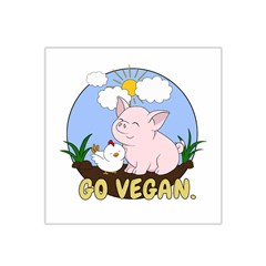 Go Vegan - Cute Pig And Chicken Satin Bandana Scarf by Valentinaart