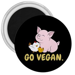 Go Vegan - Cute Pig And Chicken 3  Magnets by Valentinaart