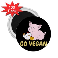 Go Vegan - Cute Pig And Chicken 2 25  Magnets (100 Pack)  by Valentinaart