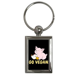 Go Vegan - Cute Pig And Chicken Key Chains (rectangle)  by Valentinaart