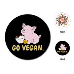 Go Vegan - Cute Pig And Chicken Playing Cards (round)  by Valentinaart