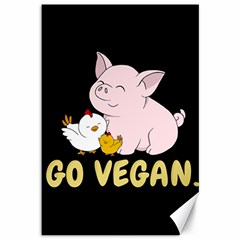 Go Vegan - Cute Pig And Chicken Canvas 12  X 18   by Valentinaart