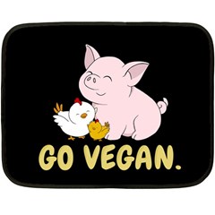 Go Vegan - Cute Pig And Chicken Double Sided Fleece Blanket (mini)  by Valentinaart