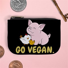 Go Vegan - Cute Pig And Chicken Mini Coin Purses by Valentinaart