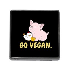 Go Vegan - Cute Pig And Chicken Memory Card Reader (square) by Valentinaart