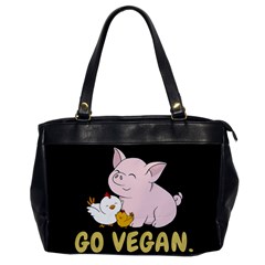 Go Vegan - Cute Pig And Chicken Office Handbags by Valentinaart