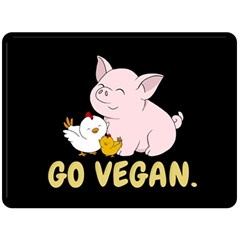 Go Vegan - Cute Pig And Chicken Fleece Blanket (large)  by Valentinaart