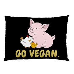 Go Vegan - Cute Pig And Chicken Pillow Case (two Sides) by Valentinaart