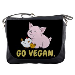 Go Vegan - Cute Pig And Chicken Messenger Bags