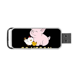 Go Vegan - Cute Pig And Chicken Portable Usb Flash (two Sides) by Valentinaart