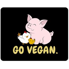 Go Vegan - Cute Pig And Chicken Double Sided Fleece Blanket (medium)  by Valentinaart