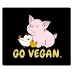 Go Vegan - Cute Pig and Chicken Double Sided Flano Blanket (Small)  50 x40  Blanket Back