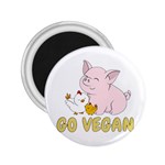 Go Vegan - Cute Pig and Chicken 2.25  Magnets Front