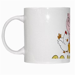 Go Vegan - Cute Pig And Chicken White Mugs by Valentinaart