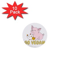 Go Vegan - Cute Pig And Chicken 1  Mini Buttons (10 Pack)  by Valentinaart