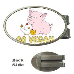 Go Vegan - Cute Pig And Chicken Money Clips (oval)  by Valentinaart